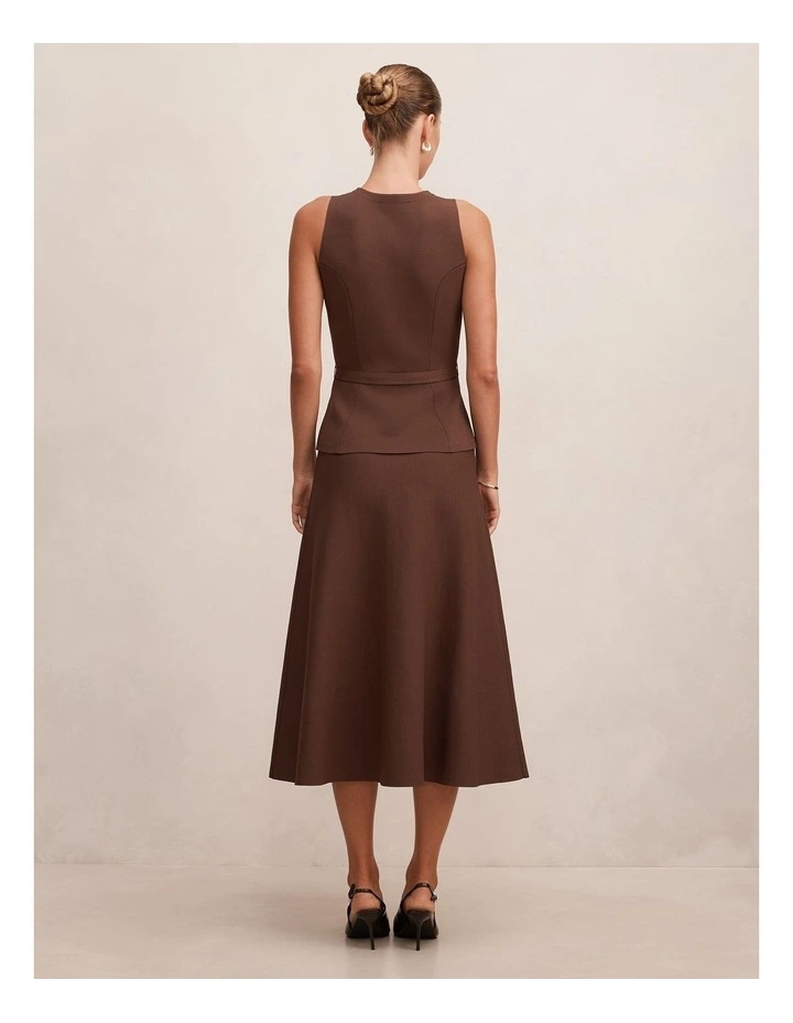 Amelia Layered A-Line Midi Dress in Chocolate Martini image 2