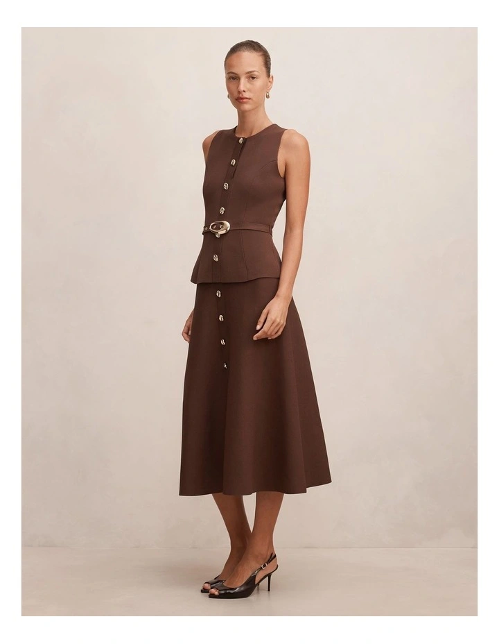 Amelia Layered A-Line Midi Dress in Chocolate Martini image 3