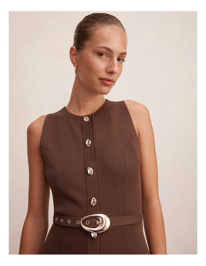 Amelia Layered A-Line Midi Dress in Chocolate Martini image 4