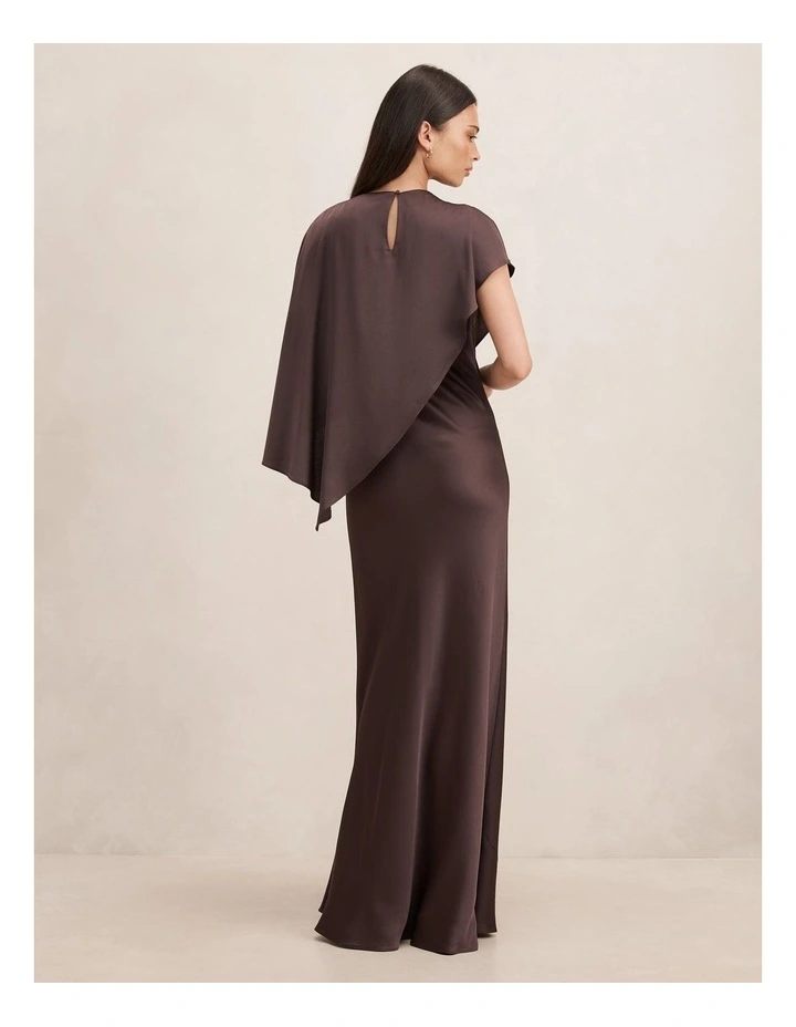 Zinnia Cape Maxi Dress in Chocolate image 2
