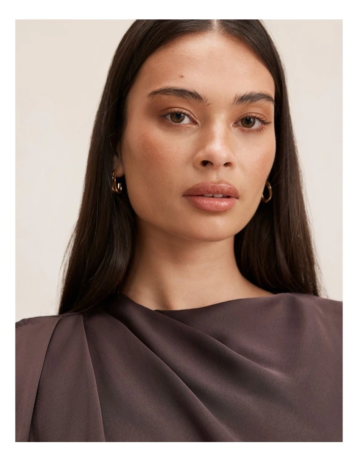 Zinnia Cape Maxi Dress in Chocolate image 4