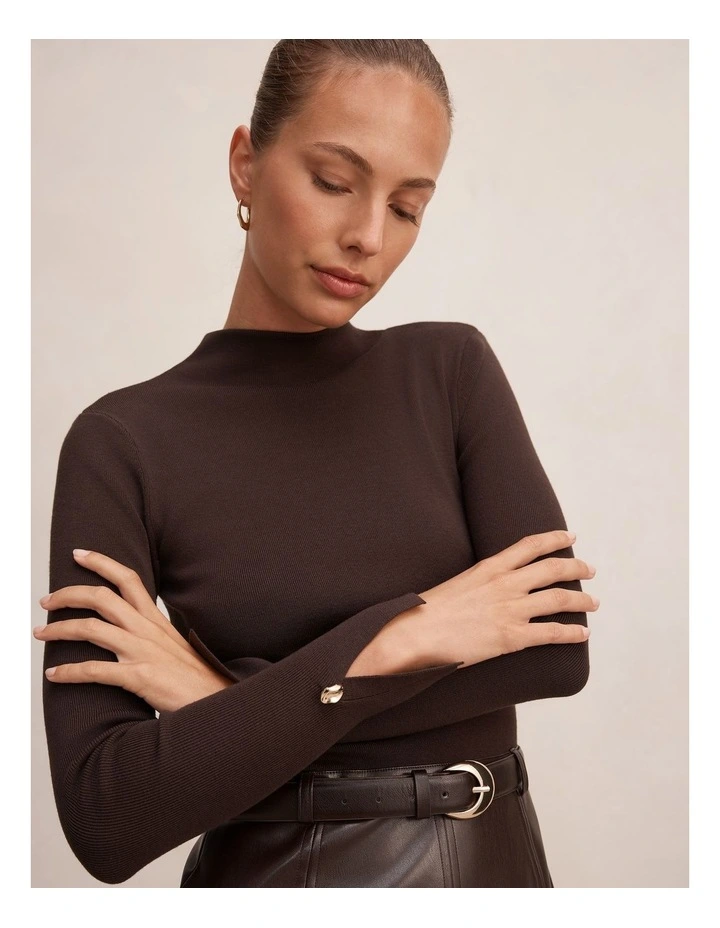 Monique Faux Leather A-Line Dress in Chocolate image 4