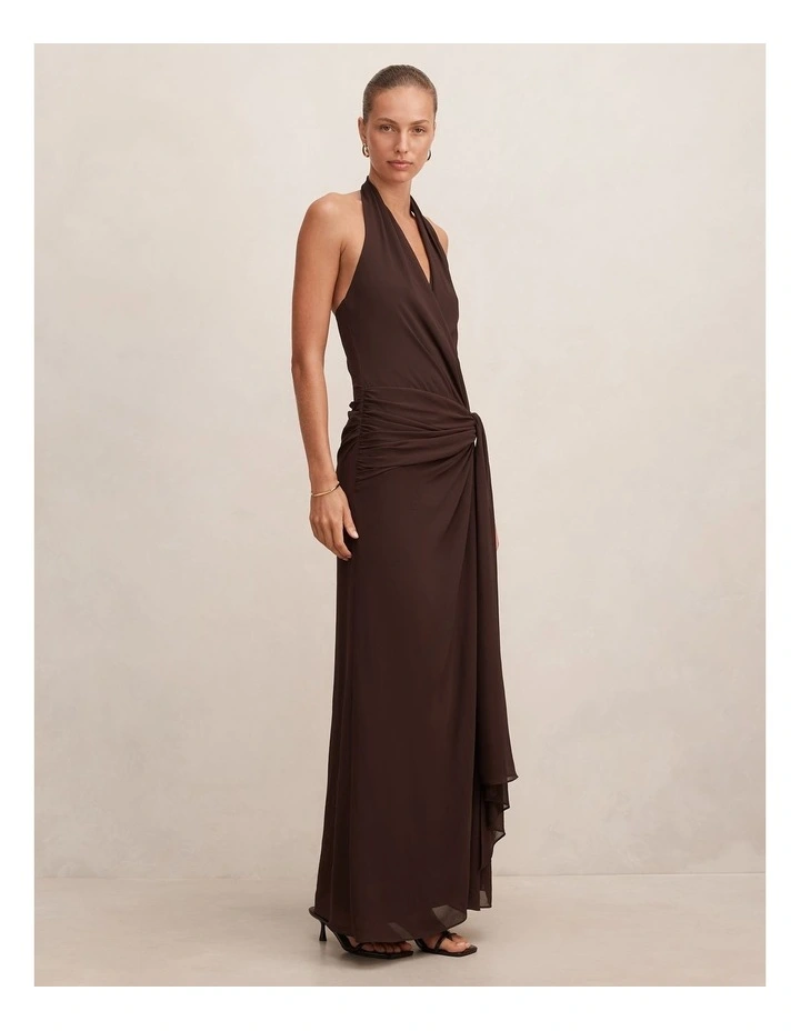 Cartia Wrap Maxi Dress in Brown image 3