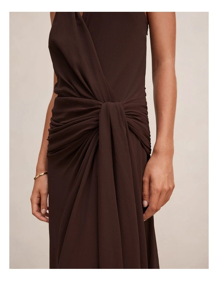 Cartia Wrap Maxi Dress in Brown image 4