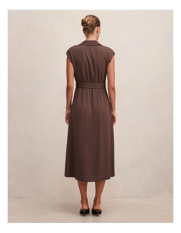 Elsa Sleeveless Trench Midi Dress in Chocolate image 2