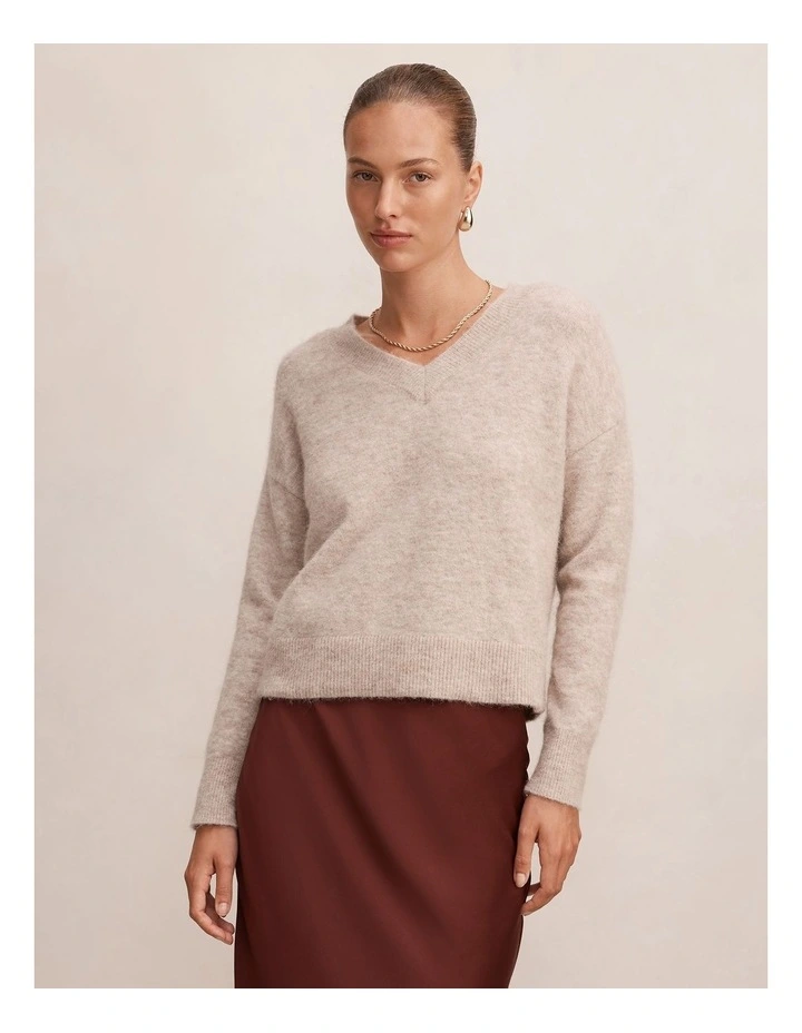 Vivienne V-Neck Sweater in Cashew image 1