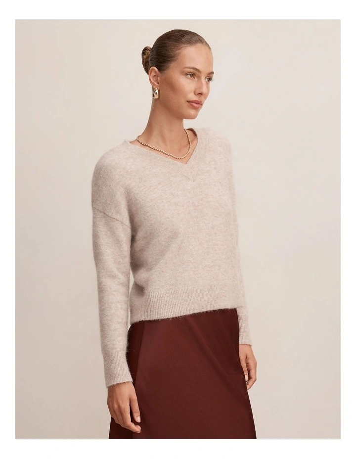 Vivienne V-Neck Sweater in Cashew image 3