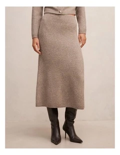 Lottie Knitted Midi Skirt in Brown