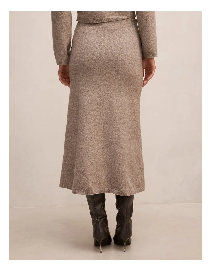 Lottie Knitted Midi Skirt in Brown image 2