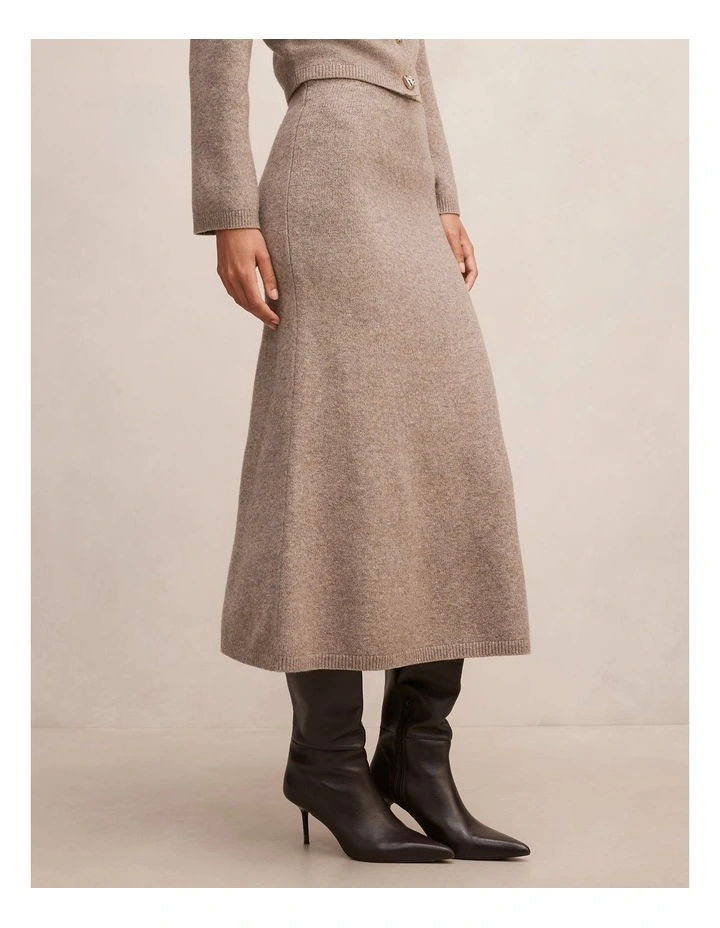 Lottie Knitted Midi Skirt in Brown image 3