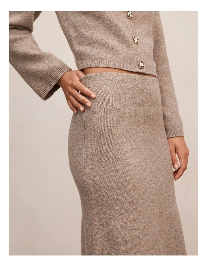 Lottie Knitted Midi Skirt in Brown image 4