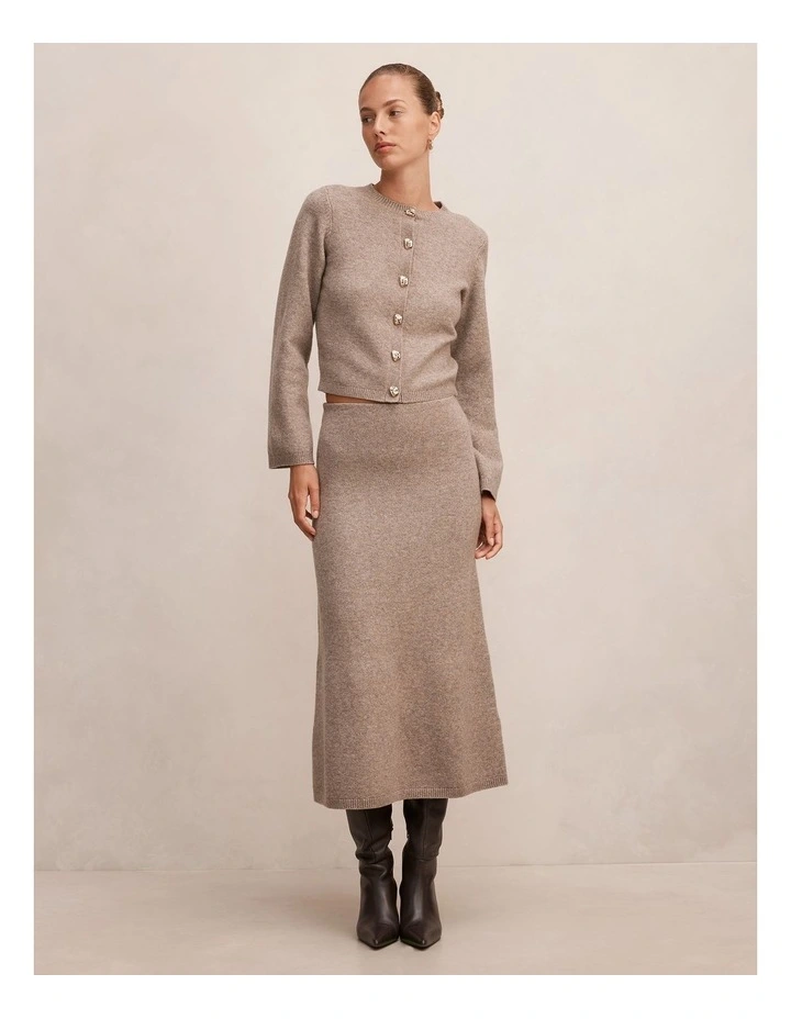 Lottie Knitted Midi Skirt in Brown image 5