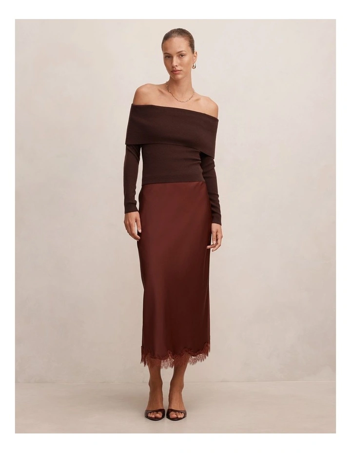 Mariella Knitted Bardot Top in Chocolate image 5
