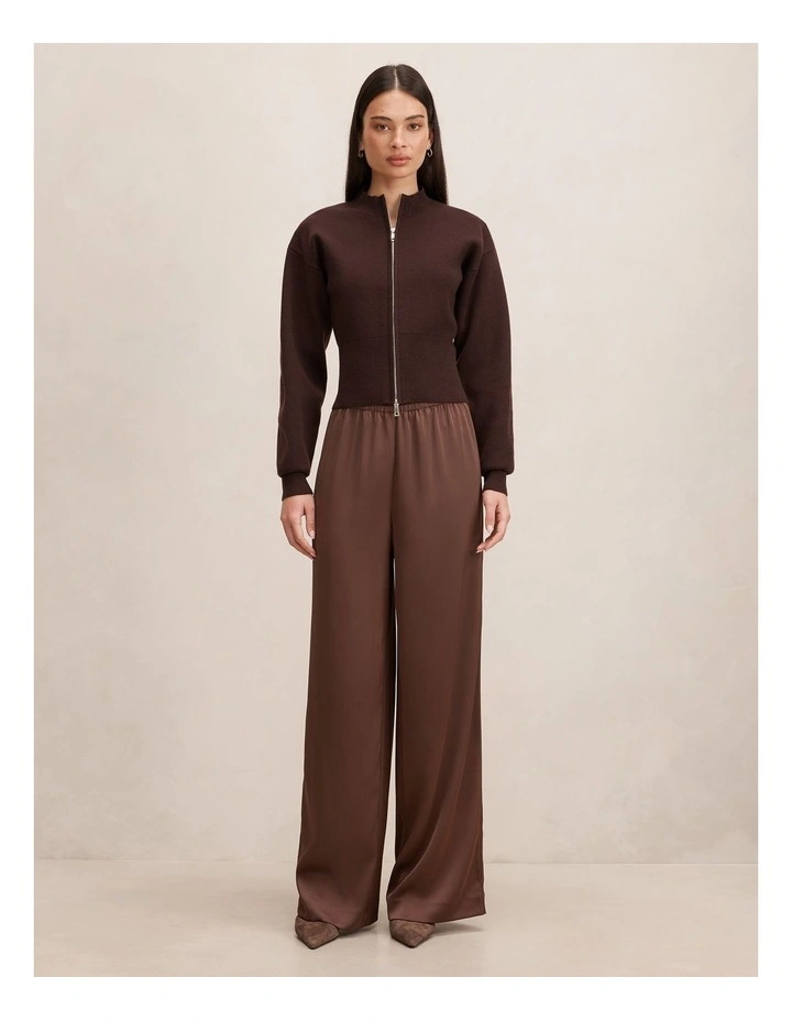 Hanna Zip Knitted Jacket in Chocolate image 5
