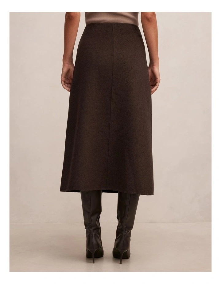 Amara Felled Midi Skirt in Brown image 2