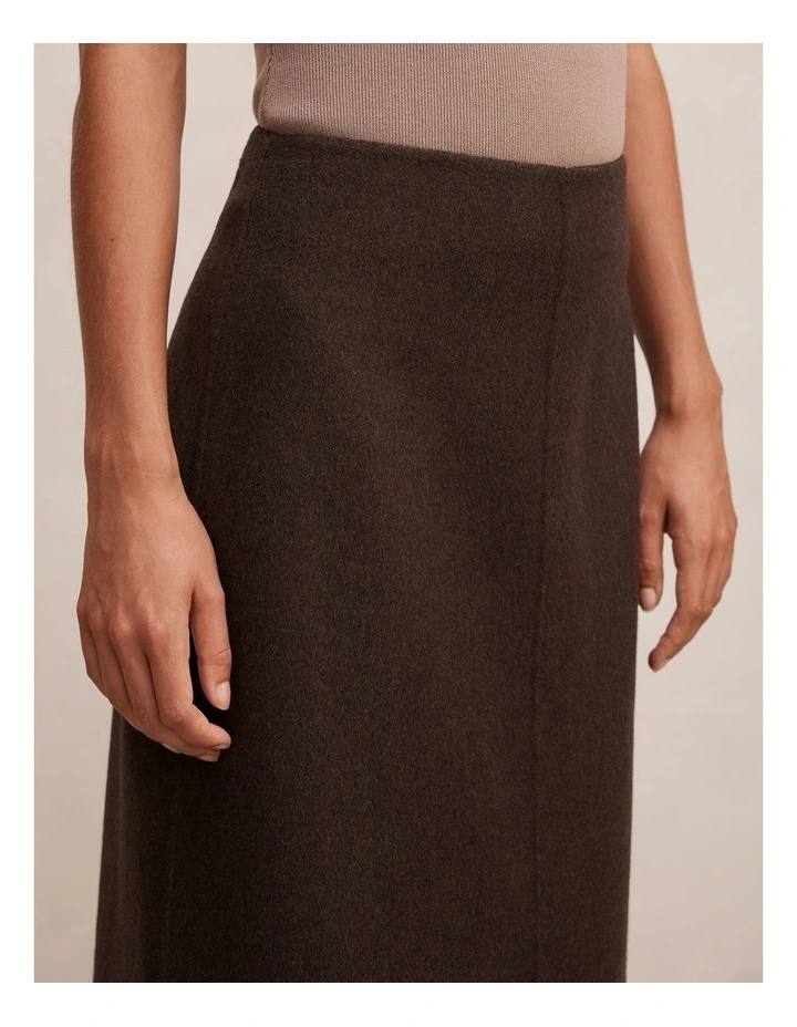 Amara Felled Midi Skirt in Brown image 4