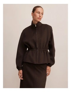 Amara Elastic Waist Jacket in Brown