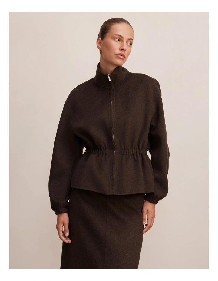 Amara Elastic Waist Jacket in Brown image 1