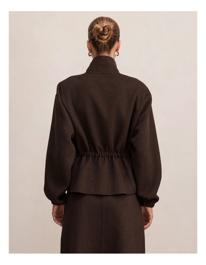 Amara Elastic Waist Jacket in Brown image 2