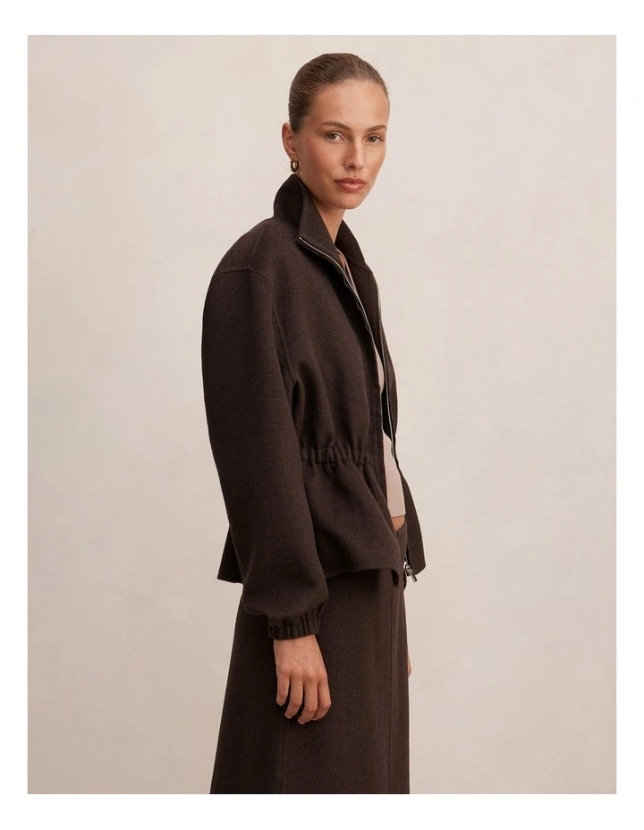 Amara Elastic Waist Jacket in Brown image 3
