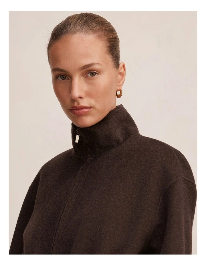 Amara Elastic Waist Jacket in Brown image 4