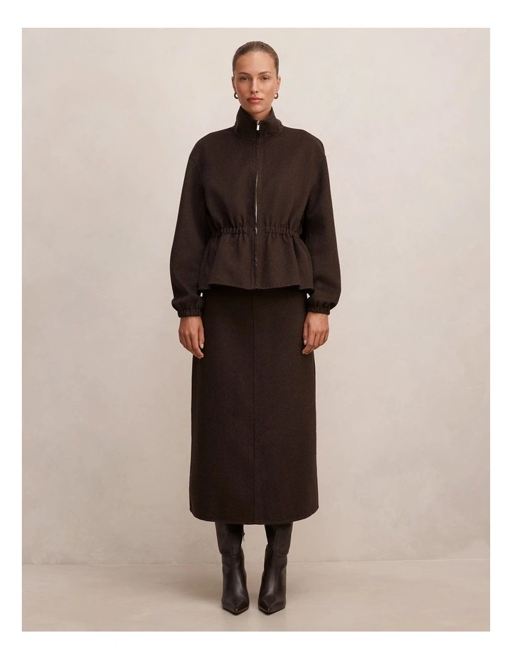 Amara Elastic Waist Jacket in Brown image 5