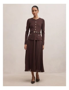 Daphne Midi Dress in Chocolate