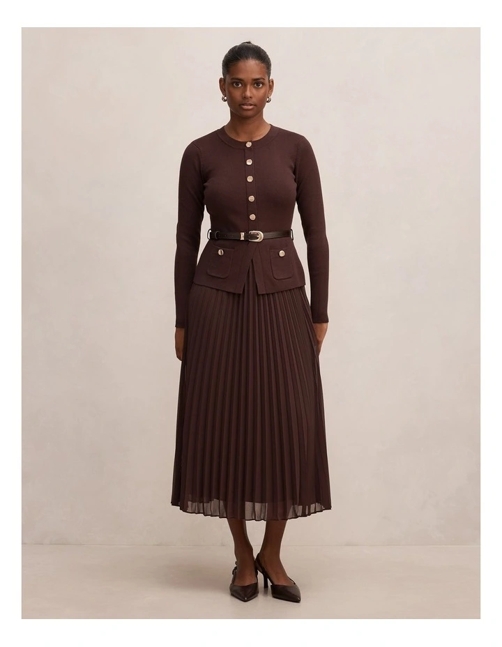 Daphne Midi Dress in Chocolate image 1
