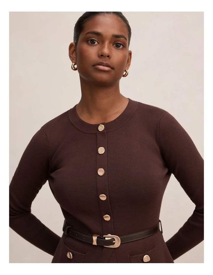 Daphne Midi Dress in Chocolate image 4