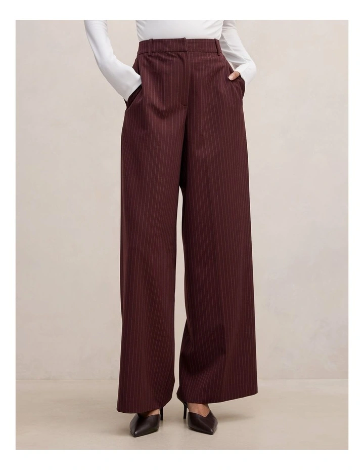 Paloma Pinstriped Wide Leg Pants in Red image 1