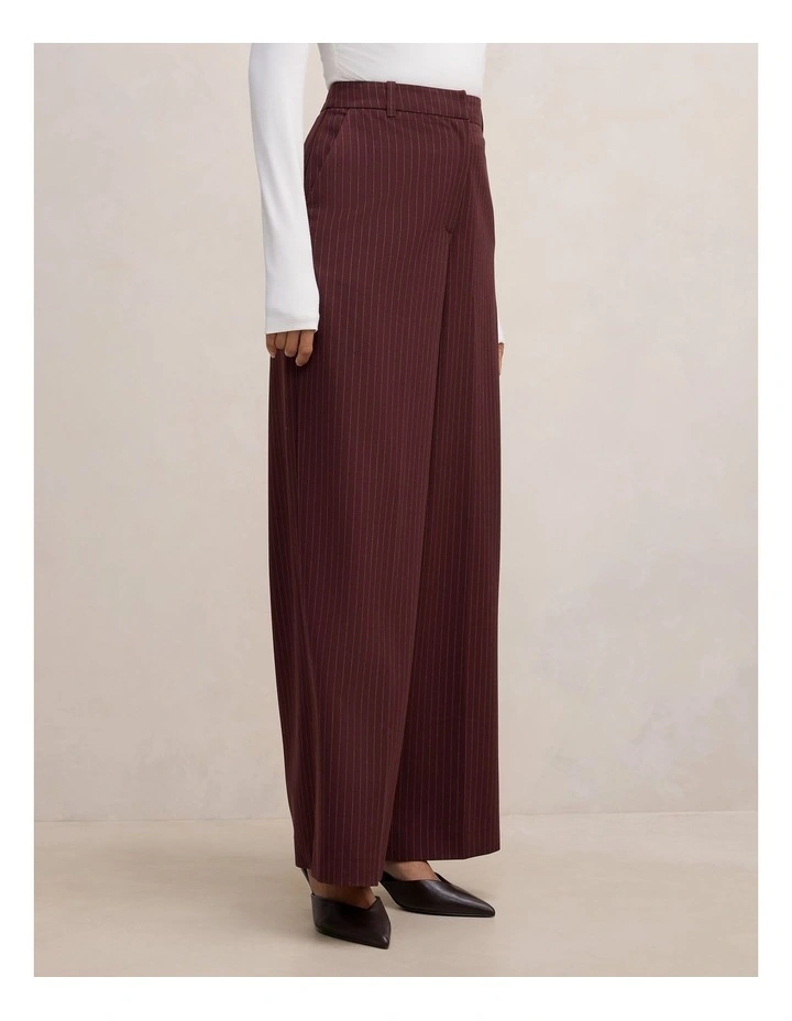 Paloma Pinstriped Wide Leg Pants in Red image 3