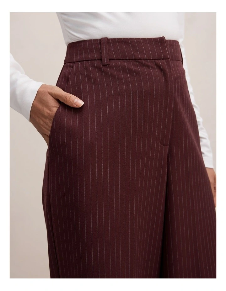 Paloma Pinstriped Wide Leg Pants in Red image 4