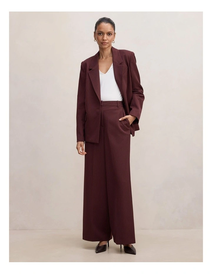 Paloma Pinstriped Wide Leg Pants in Red image 5