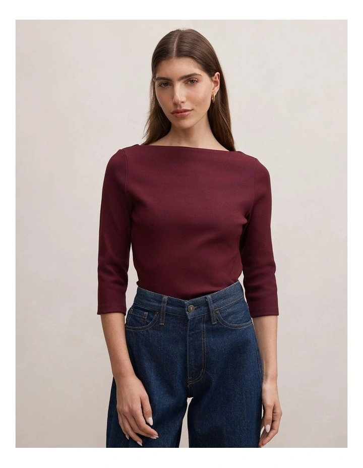 Starlette 3/4 Sleeves Top in Fig image 1