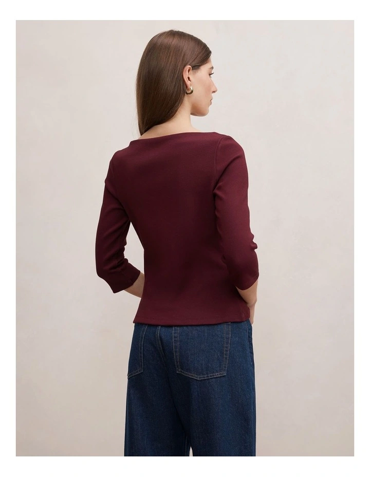 Starlette 3/4 Sleeves Top in Fig image 2