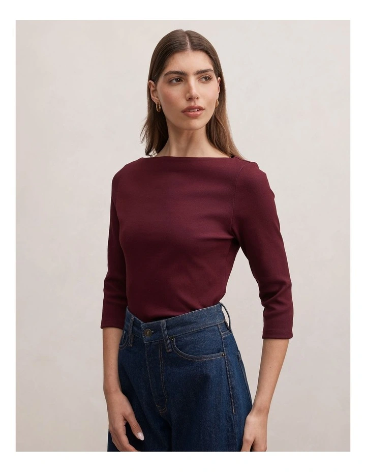 Starlette 3/4 Sleeves Top in Fig image 3