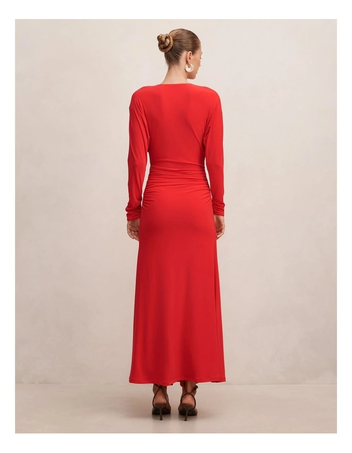 Solana Draped Front Tie Maxi Dress in Red image 2