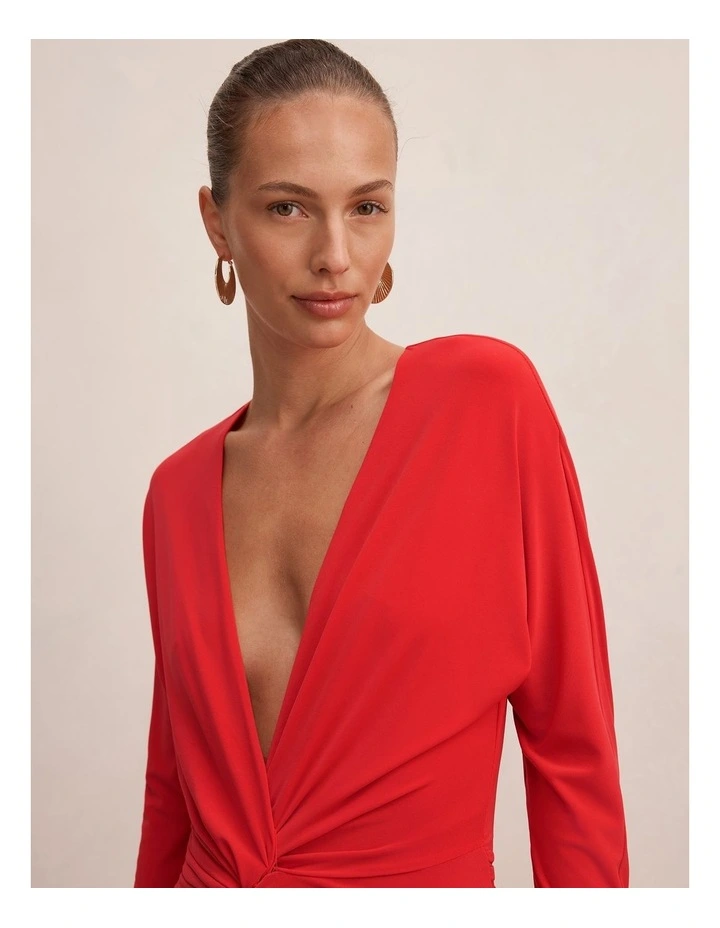Solana Draped Front Tie Maxi Dress in Red image 4