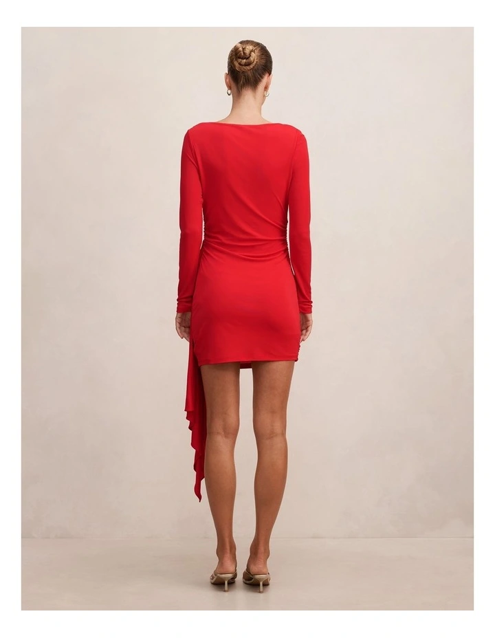 Susie Draped Jersey Mini Dress in Red image 2