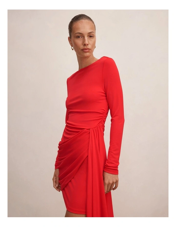 Susie Draped Jersey Mini Dress in Red image 4