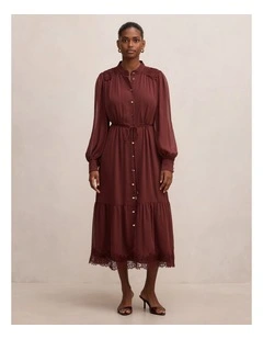 Harriet Midi Dress in Tawny Port