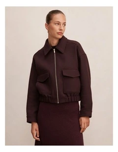 Ariana Patch Pocket Jacket in Berry