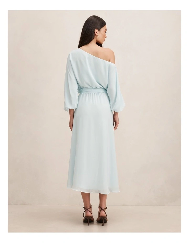 Samantha Tipped Draped Midi Dress in Blue image 2