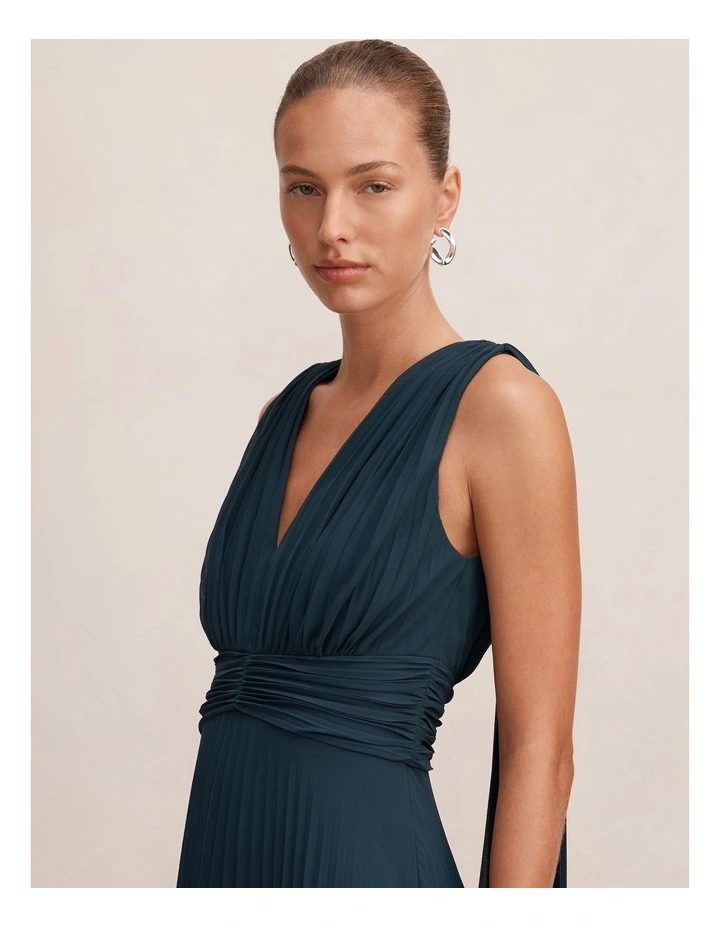 Leia Pleated Cape Maxi Dress in Crystal Teal image 4