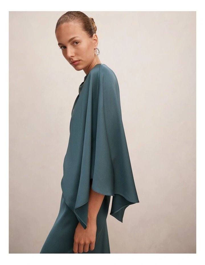 Zinnia Cape Maxi Dress in Blue image 4