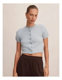 Juniper Button Through Knitted T-shirt in Blue