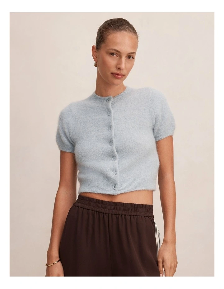 Juniper Button Through Knitted T-shirt in Blue image 1