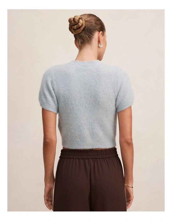 Juniper Button Through Knitted T-shirt in Blue image 2