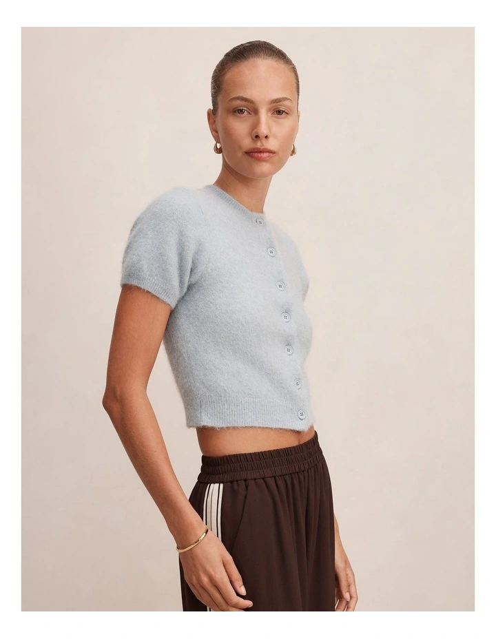 Juniper Button Through Knitted T-shirt in Blue image 3