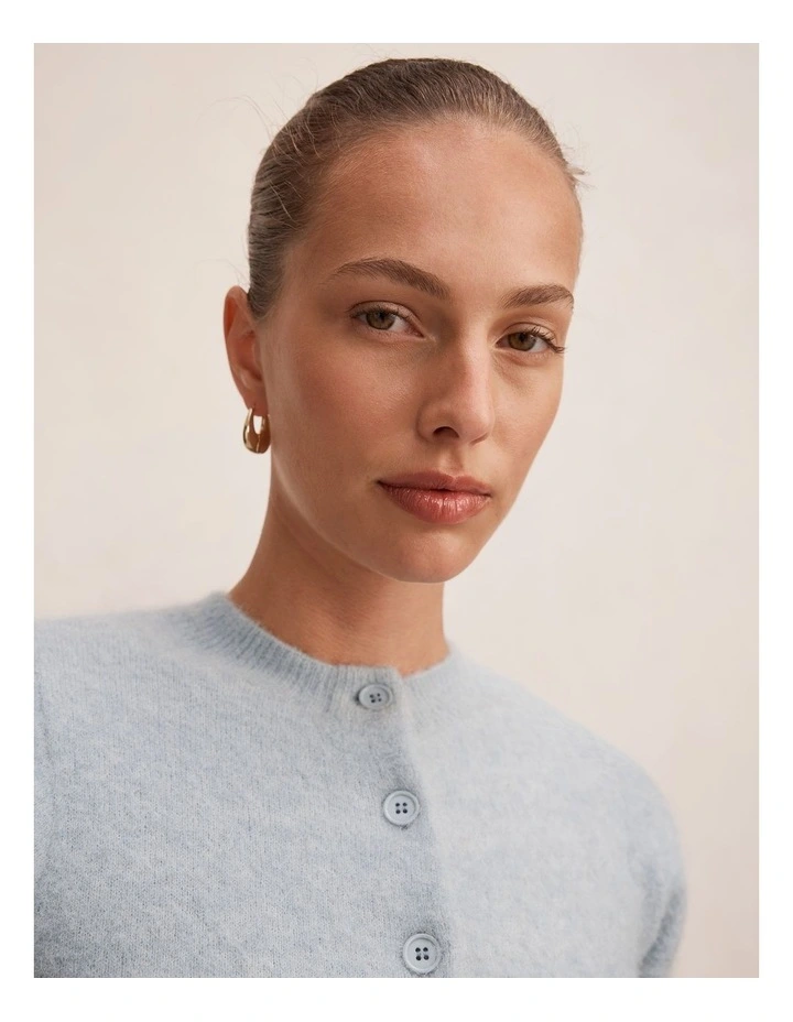 Juniper Button Through Knitted T-shirt in Blue image 4